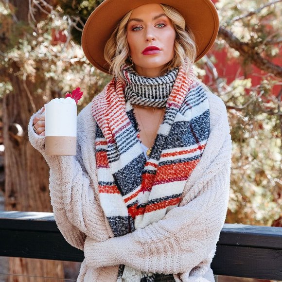 Brinisity Accessories - JENESIS STRIPED SCARF - BLACK COMBO